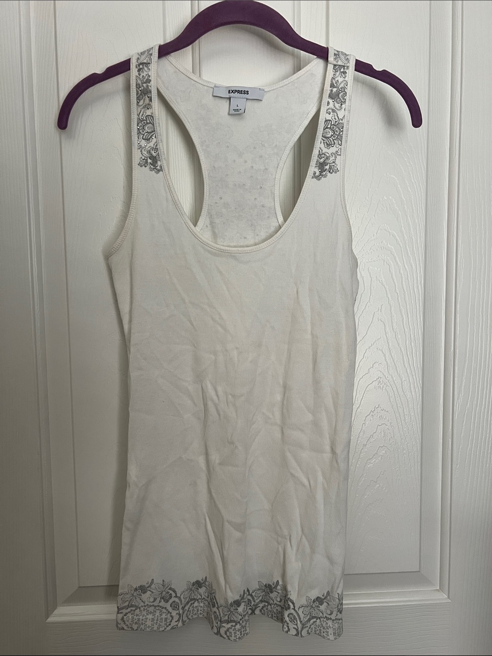 Express Racerback Tank with Gray Floral Accents